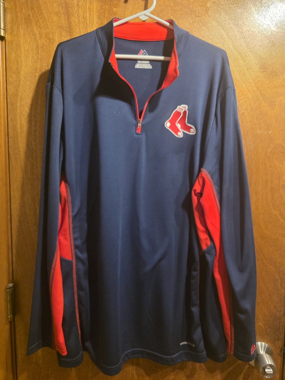 Majestic Boston Red Sox Navy and Red Zip-Up Pullover